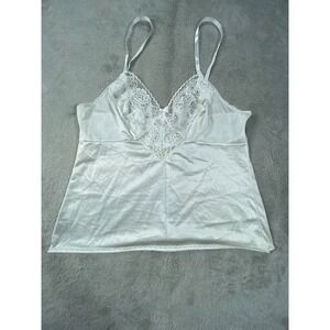 Vanity Fair Camisole Top Womens 36/42 Cream Nylon Lace V-Neck Adjustable Straps
